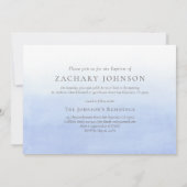 Blue Waterverf Photo Baptism Party Invitation Kaart (Achterkant)