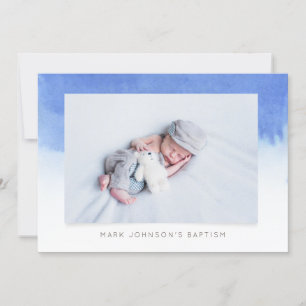 Blue Waterverf Photo Baptism Party Invitation Save The Date