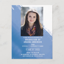 Blue Waterverf Photo Graduation Party Briefkaart