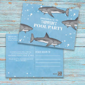 Blue Waterverf Pool Party Sharks Custom Briefkaart