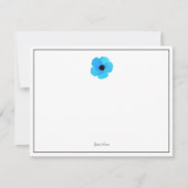 Blue Waterverf Poppy Note Card Notitiekaartje (Voorkant)