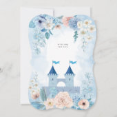 Blue Waterverf Princess Castle Girl Invitation Kaart (Achterkant)