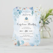 Blue Waterverf Princess Castle Girl Invitation Kaart (Staand voorkant)