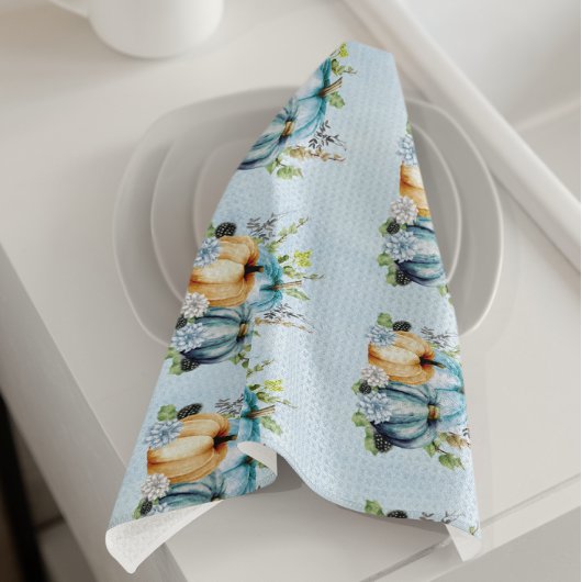 Blue Waterverf Pumpkin Autumn Kitchen Towel Theedoek