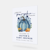 Blue Waterverf Pumpkin Boy Baby shower Welkom Acryl Bord (Hoek)