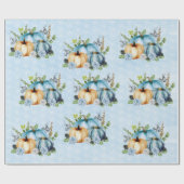 Blue Waterverf Pumpkin Herfst herfst Cadeaupapier (Vlak)