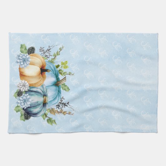 Blue Waterverf Pumpkin Herfst herfst Theedoek (Horizontaal)