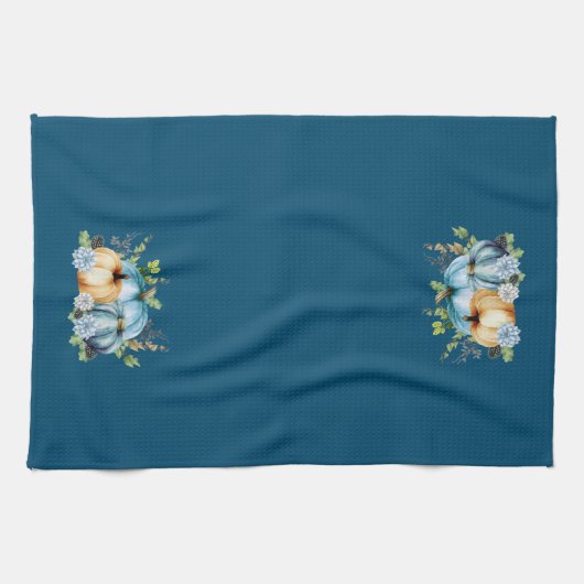 Blue Waterverf Pumpkin Herfst herfst Theedoek (Horizontaal)