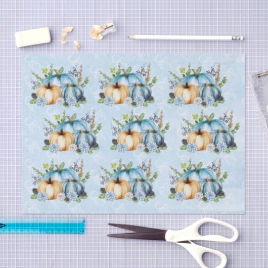 Blue Waterverf Pumpkin Herfst herfst Tissuepapier (Craft)