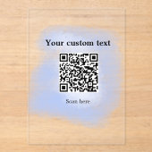 blue waterverf QR scancode voeg aangepaste tekst r Acryl Uitnodigingen (Voorkant)