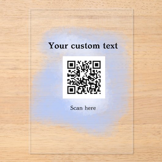 blue waterverf QR scancode voeg aangepaste tekst r Acryl Uitnodigingen (Voorkant)