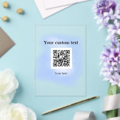 blue waterverf QR scancode voeg aangepaste tekst r Acryl Uitnodigingen (Insitu (Huwelijk))
