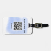 blue waterverf QR scancode voeg aangepaste tekst r Bagagelabel (Voorkant horizontaal)