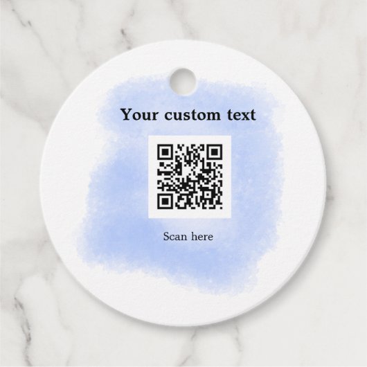 blue waterverf QR scancode voeg aangepaste tekst r Bedankjes Labels (Voorkant)