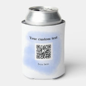 blue waterverf QR scancode voeg aangepaste tekst r Blikjeskoeler (Blikje Voorkant)