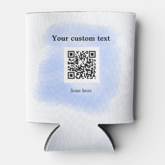 blue waterverf QR scancode voeg aangepaste tekst r Blikjeskoeler (Voorkant)