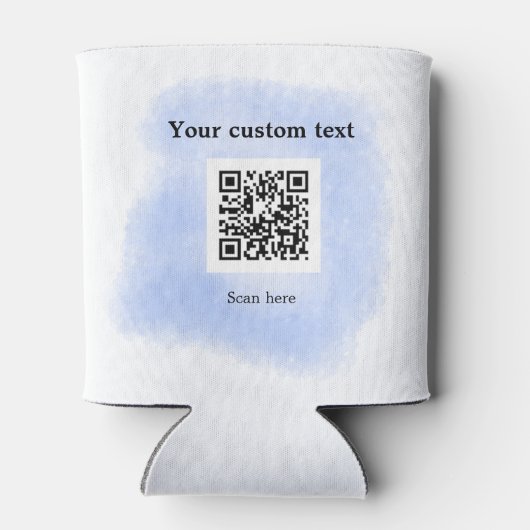 blue waterverf QR scancode voeg aangepaste tekst r Blikjeskoeler (Achterkant)