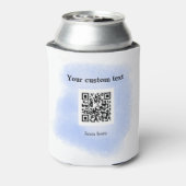 blue waterverf QR scancode voeg aangepaste tekst r Blikjeskoeler (Blikje Achterkant)