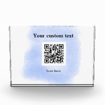 blue waterverf QR scancode voeg aangepaste tekst r