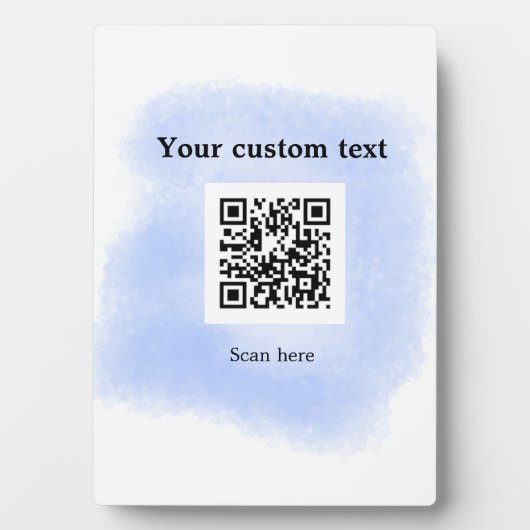 blue waterverf QR scancode voeg aangepaste tekst r Fotoplaat (voorkant)