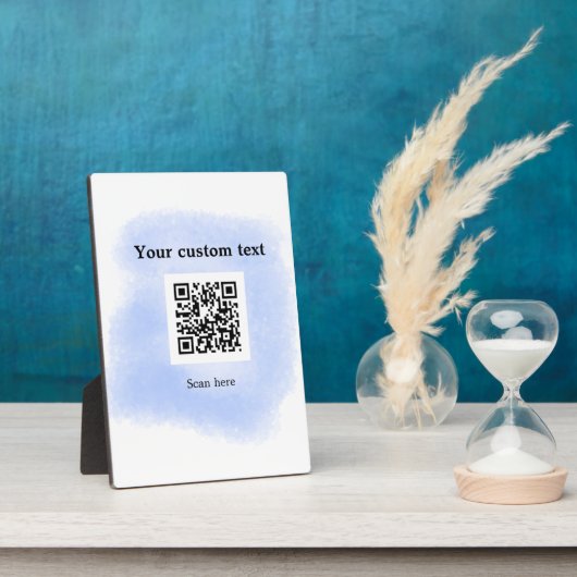 blue waterverf QR scancode voeg aangepaste tekst r Fotoplaat (Zijkant)