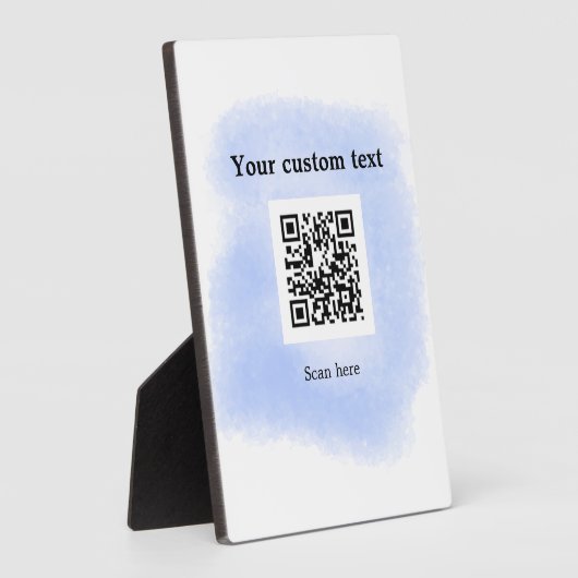 blue waterverf QR scancode voeg aangepaste tekst r Fotoplaat (Zijkant)