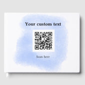 blue waterverf QR scancode voeg aangepaste tekst r Gastenboek (Voorkant)