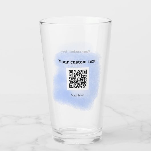 blue waterverf QR scancode voeg aangepaste tekst r Glas (Achterkant)