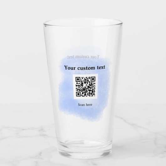 blue waterverf QR scancode voeg aangepaste tekst r Glas (Voorkant)