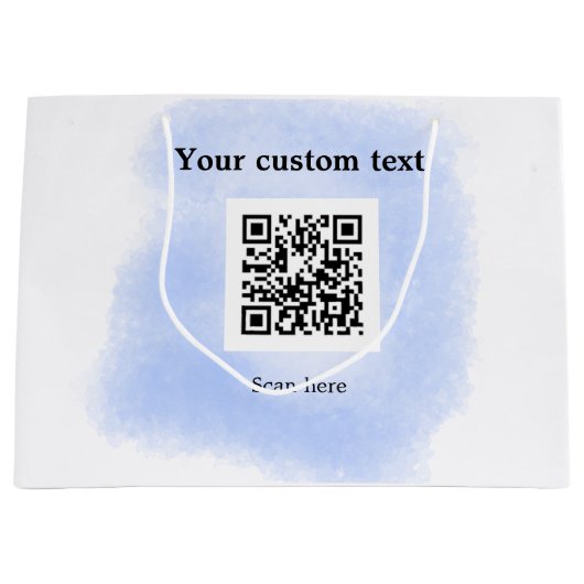 blue waterverf QR scancode voeg aangepaste tekst r Groot Cadeauzakje (Voorkant)