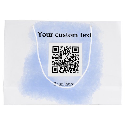blue waterverf QR scancode voeg aangepaste tekst r Groot Cadeauzakje (Achterkant)