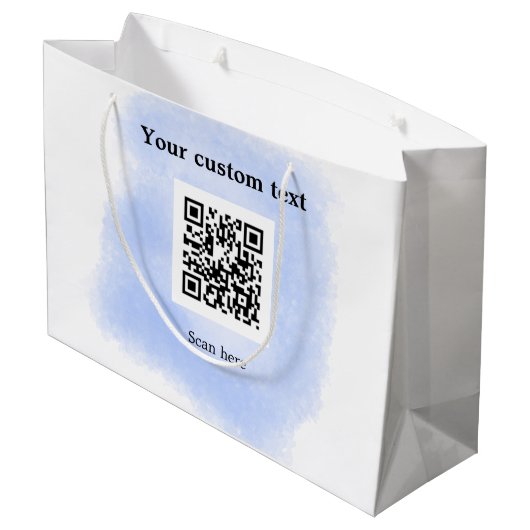 blue waterverf QR scancode voeg aangepaste tekst r Groot Cadeauzakje (Achterkant Gekanteld)
