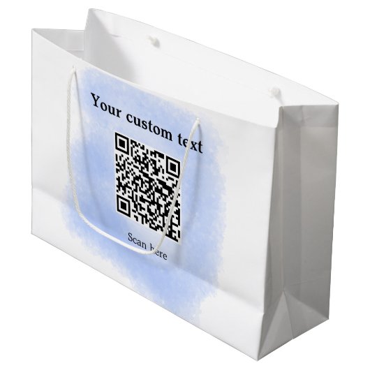 blue waterverf QR scancode voeg aangepaste tekst r Groot Cadeauzakje (Voorkant Gekanteld)