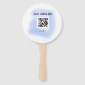 blue waterverf QR scancode voeg aangepaste tekst r Handwaaier (Voorkant)