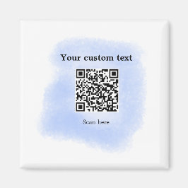 blue waterverf QR scancode voeg aangepaste tekst r Magneet