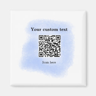 blue waterverf QR scancode voeg aangepaste tekst r Magneet