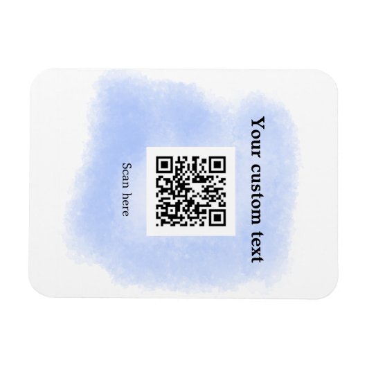 blue waterverf QR scancode voeg aangepaste tekst r Magneet (Horizontaal)