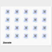 blue waterverf QR scancode voeg aangepaste tekst r Ronde Sticker (Vel)