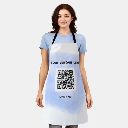 blue waterverf QR scancode voeg aangepaste tekst r Schort (Gedragen)
