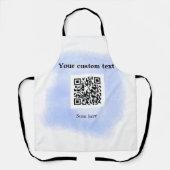 blue waterverf QR scancode voeg aangepaste tekst r Schort (Voorkant)