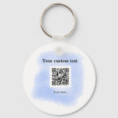 blue waterverf QR scancode voeg aangepaste tekst r Sleutelhanger (Voorkant)