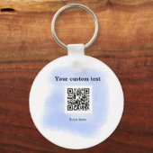 blue waterverf QR scancode voeg aangepaste tekst r Sleutelhanger (Voorkant)