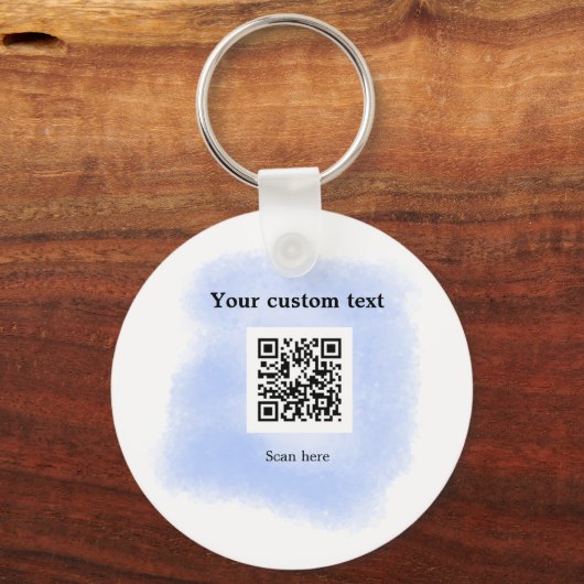 blue waterverf QR scancode voeg aangepaste tekst r Sleutelhanger (Voorkant)