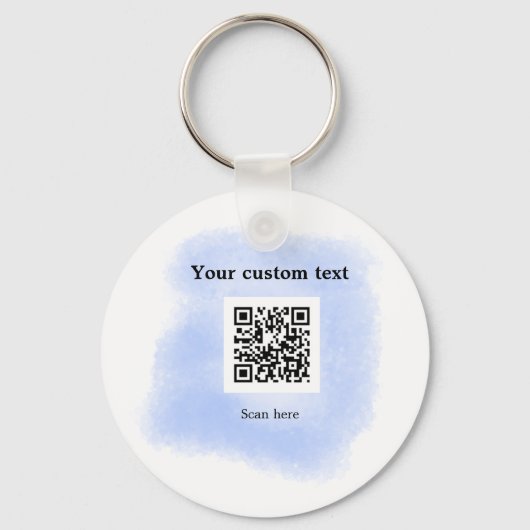 blue waterverf QR scancode voeg aangepaste tekst r Sleutelhanger (Achterkant)