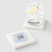blue waterverf QR scancode voeg aangepaste tekst r Stenen Onderzetter (Zijkant)