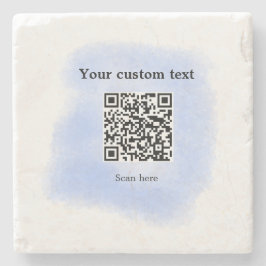 blue waterverf QR scancode voeg aangepaste tekst r Stenen Onderzetter