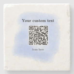 blue waterverf QR scancode voeg aangepaste tekst r Stenen Onderzetter