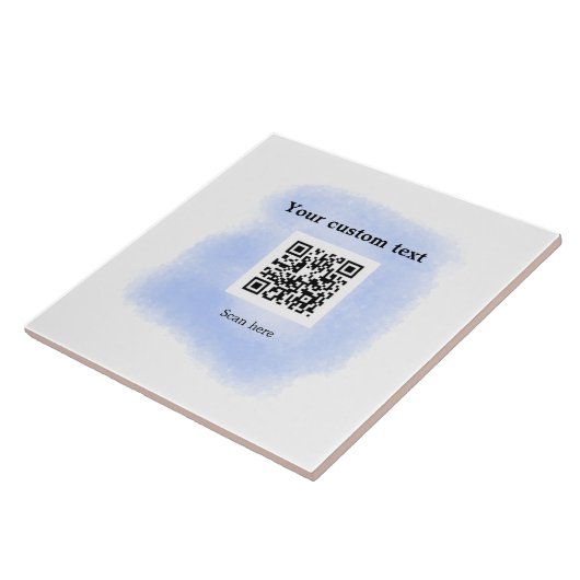blue waterverf QR scancode voeg aangepaste tekst r Tegeltje (Zijkant)