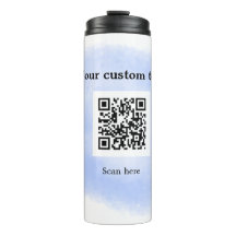 blue waterverf QR scancode voeg aangepaste tekst r