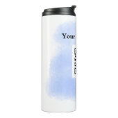 blue waterverf QR scancode voeg aangepaste tekst r Thermosbeker (Gedraaid links)